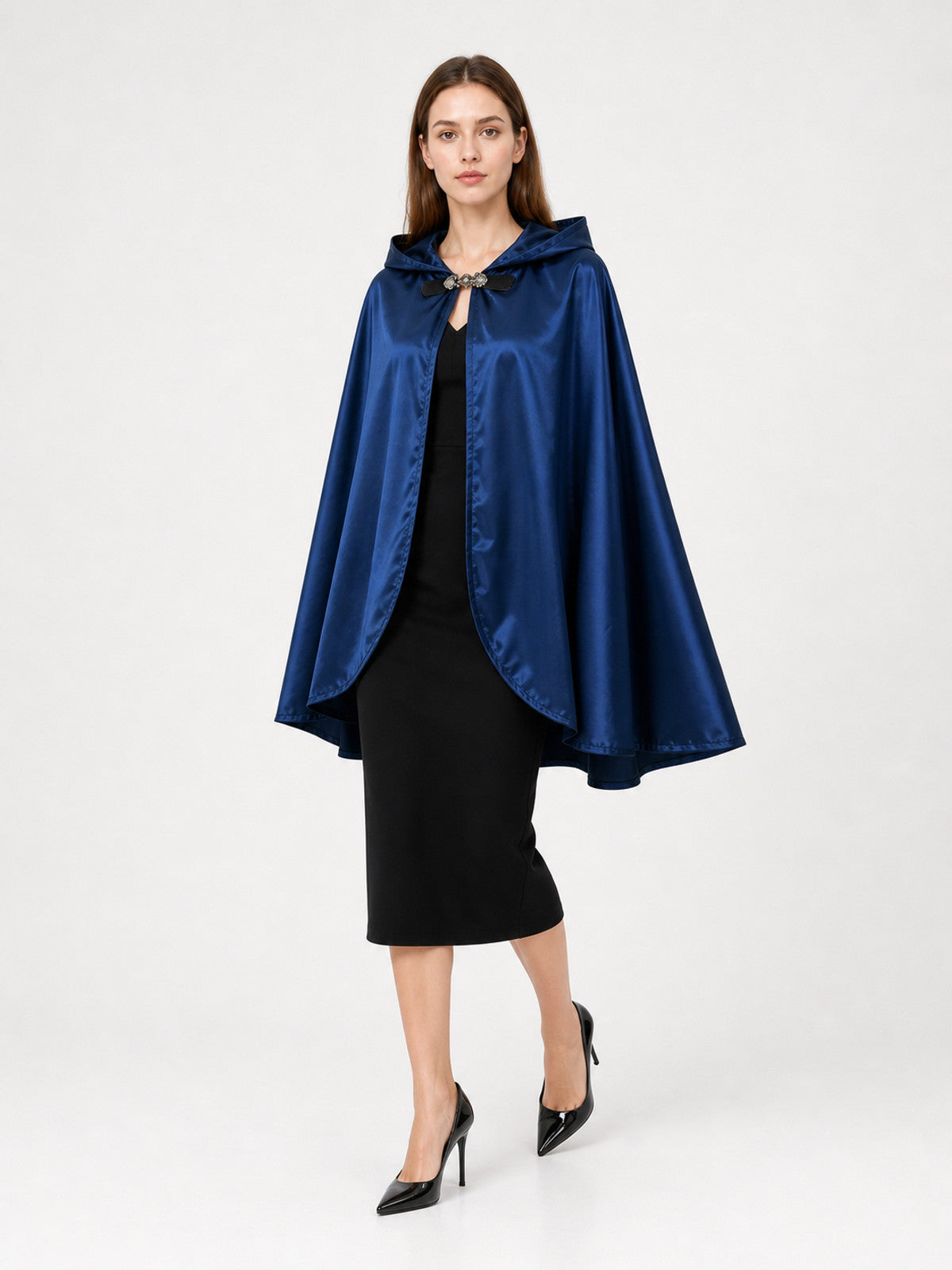 Blue Hooded Carnival Cape with Closure