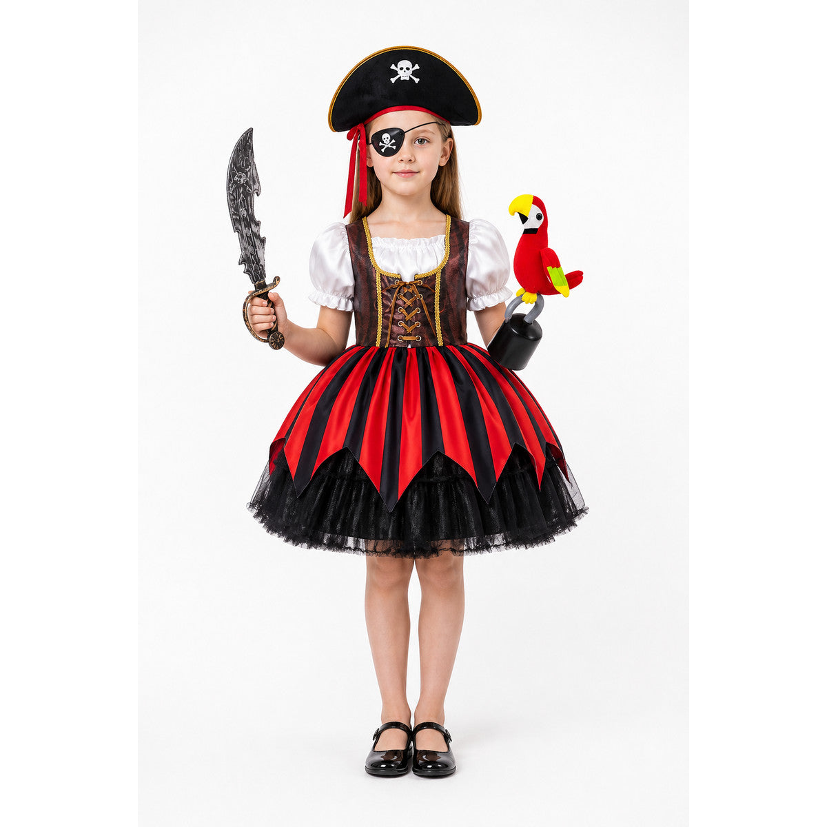 Pirate Costume with a Red-and-Black Striped Dress main product view