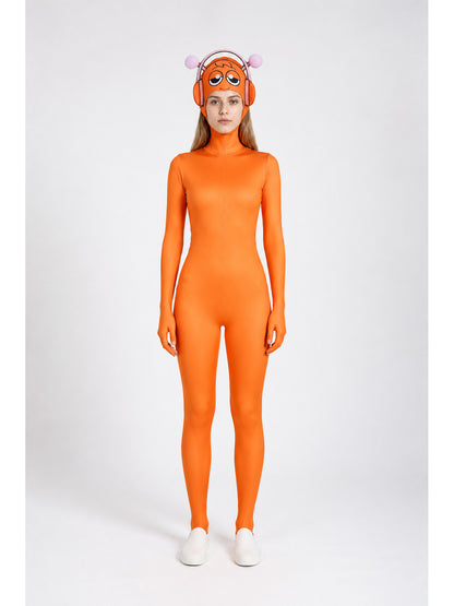 Orange Sprunki Jumpsuit Costume with Print main product view