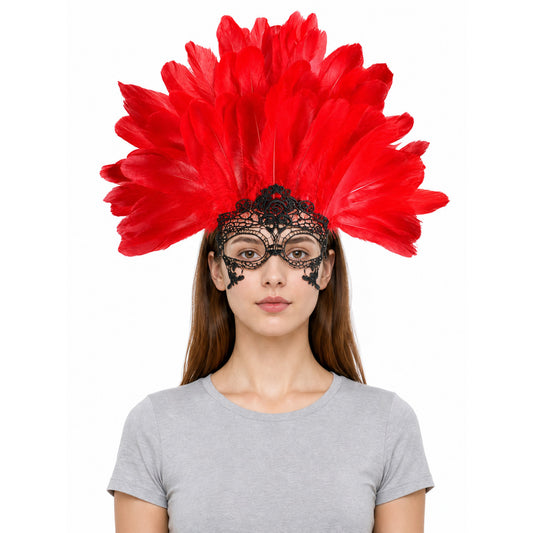 Carnival Headpiece with Red Feathers