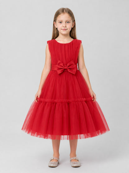 Red Girls' Dressy Tutu Dress with Bow on-model view