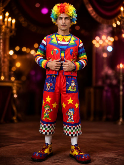 Rainbow Clown Costume with Print for Performances and Cosplay