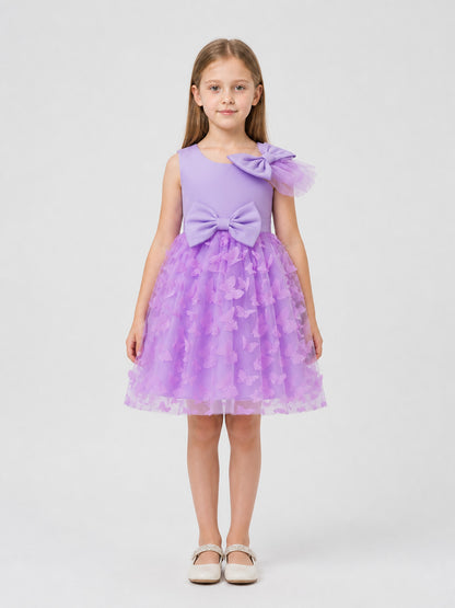 Dressy Tulle Dress with Butterflies and Bows on-model view