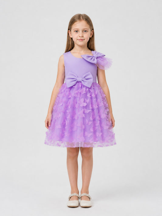 Dressy Tulle Dress with Butterflies and Bows on-model view