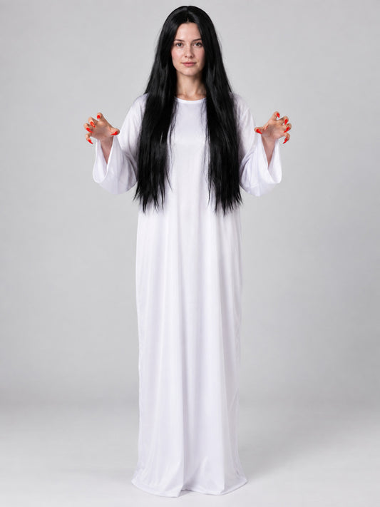 Ghost Costume: White Dress and Black Wig