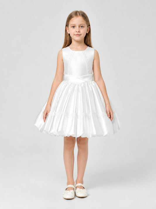Fluffy White Princess Dress with Lace on-model view
