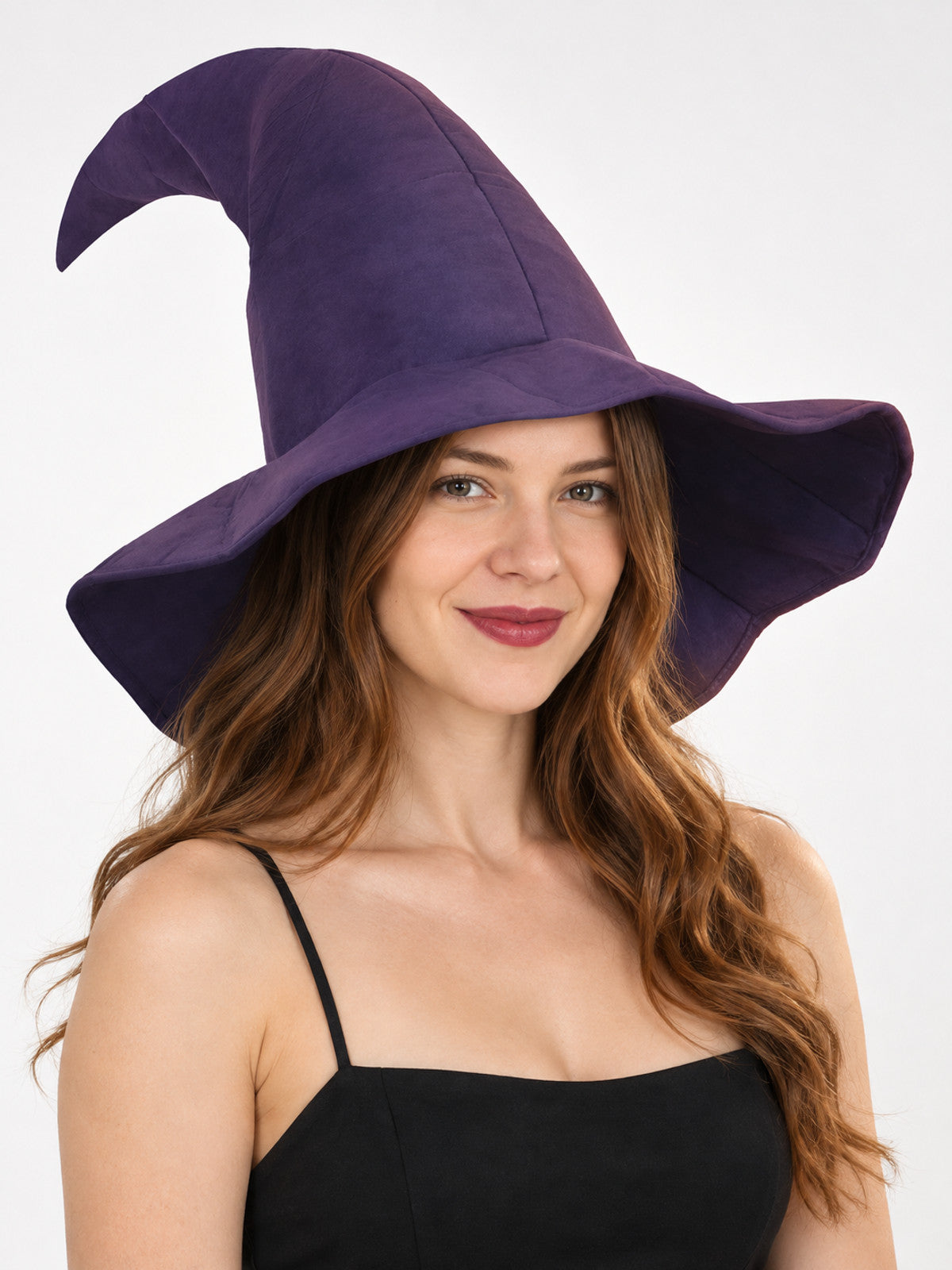 Purple Pointed Witch Hat with Wide Brim