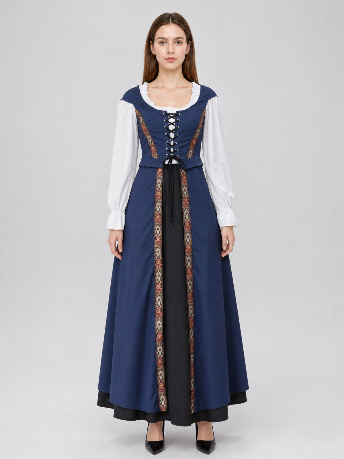 Medieval-Style Cosplay Dress with Lace-Up Front on-model view
