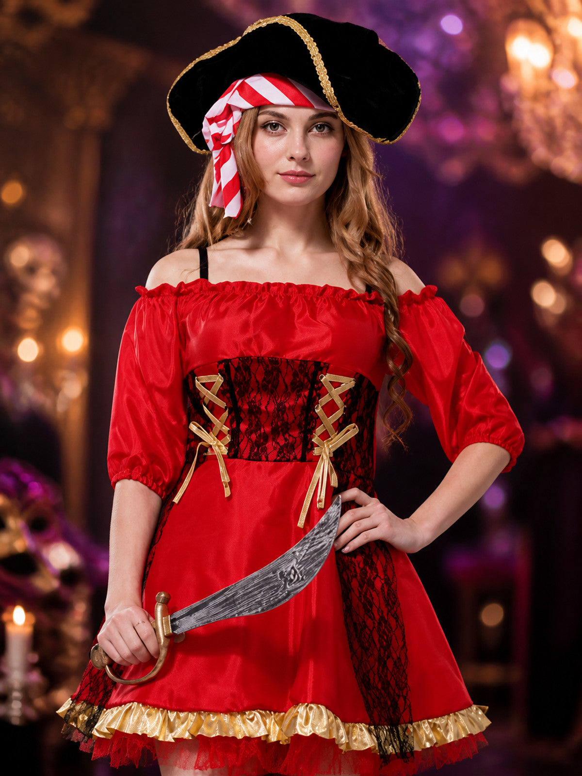 Women’s Pirate Halloween Costume on-model view