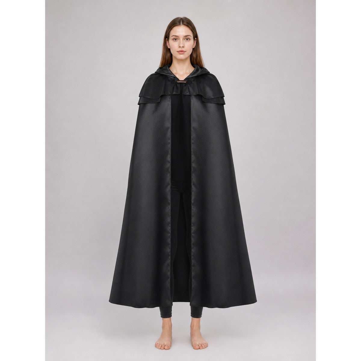 Hooded Cape with Necklace, Black