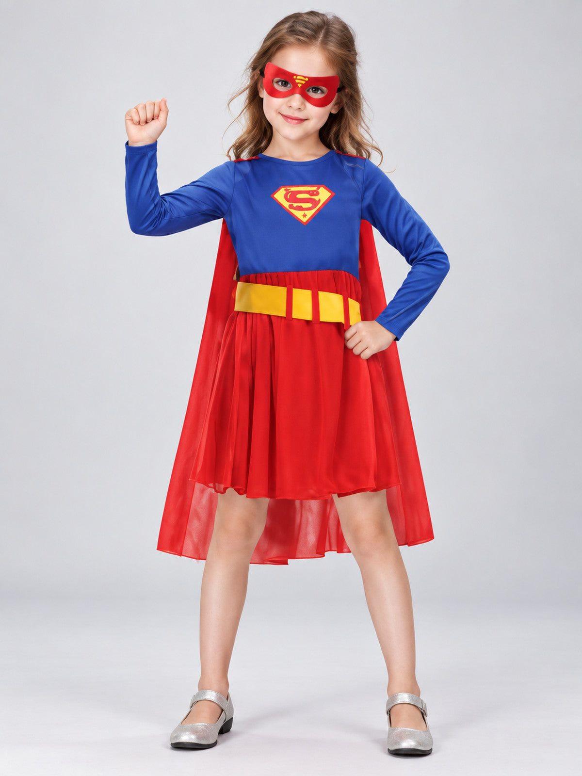 Kids' superhero costume with cape and mask