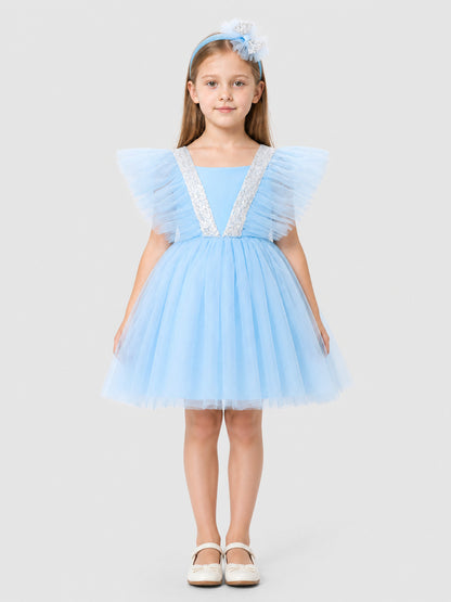 Princess Dress for Girls with a Full Skirt and Sleeves on-model view