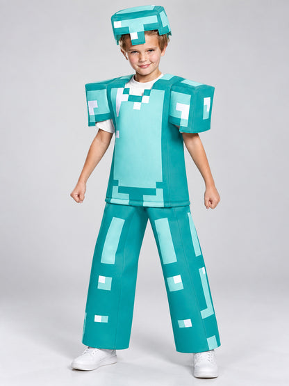 Pixel-style carnival costume with headpiece