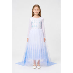 Long Light Blue Carnival Dress with Diamond Patterns