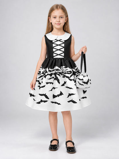 Children’s Carnival Dress with Collar and Bats on-model view