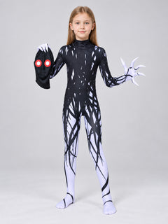 Cosplay Costume: Black Jumpsuit with White Print and Mask
