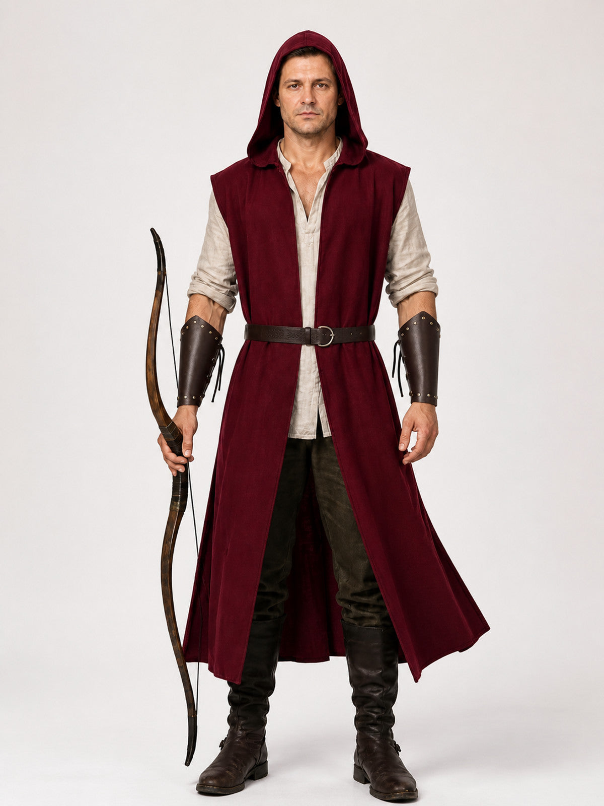Medieval Hooded Archer Costume for Cosplay