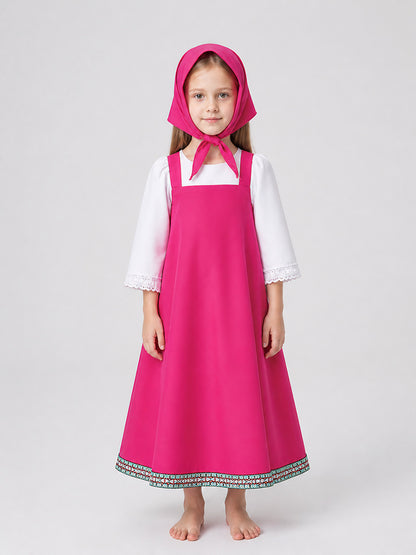 Children’s Carnival Costume Dress with Headscarf on-model view