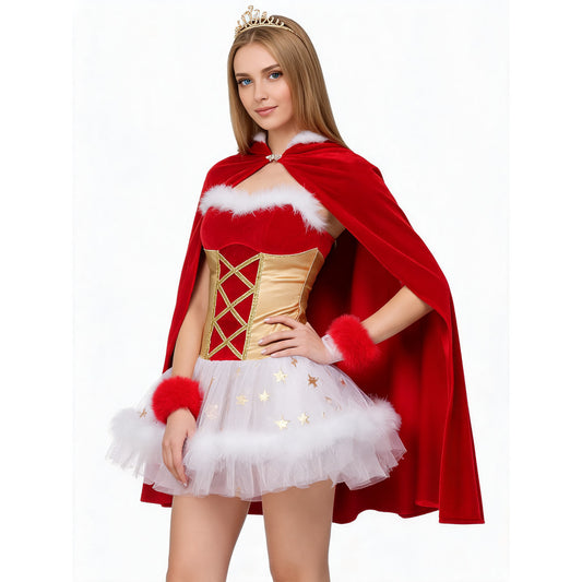 Dressy Red Dress with Cape for a Holiday Party