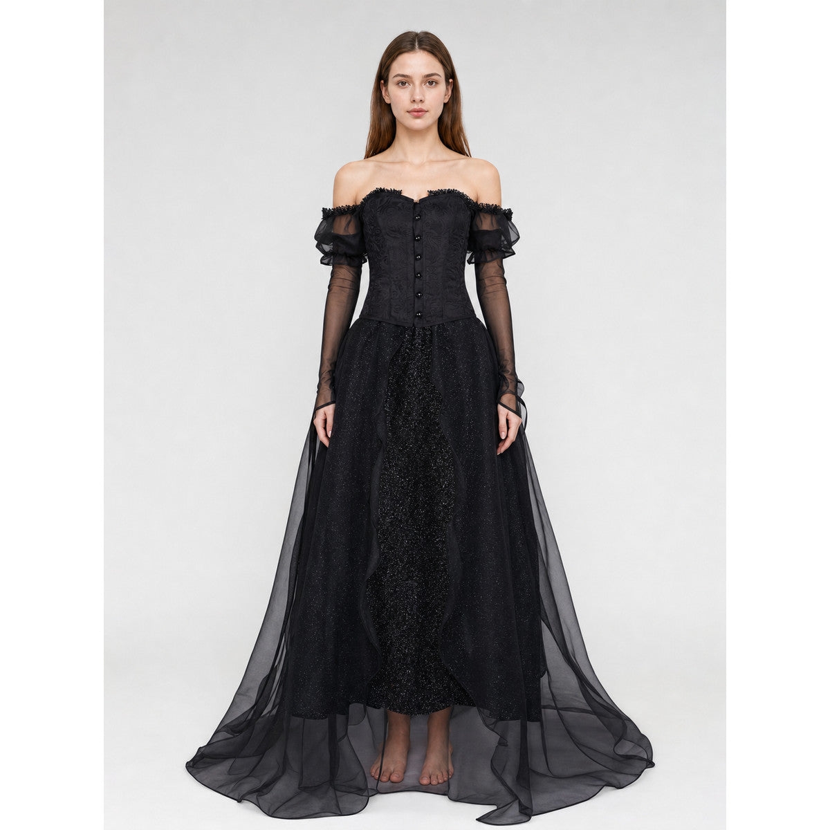 Gothic Black Cosplay Dress with Belt