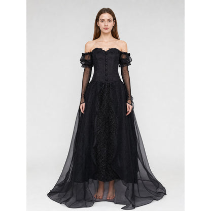 Gothic Black Cosplay Dress with Belt