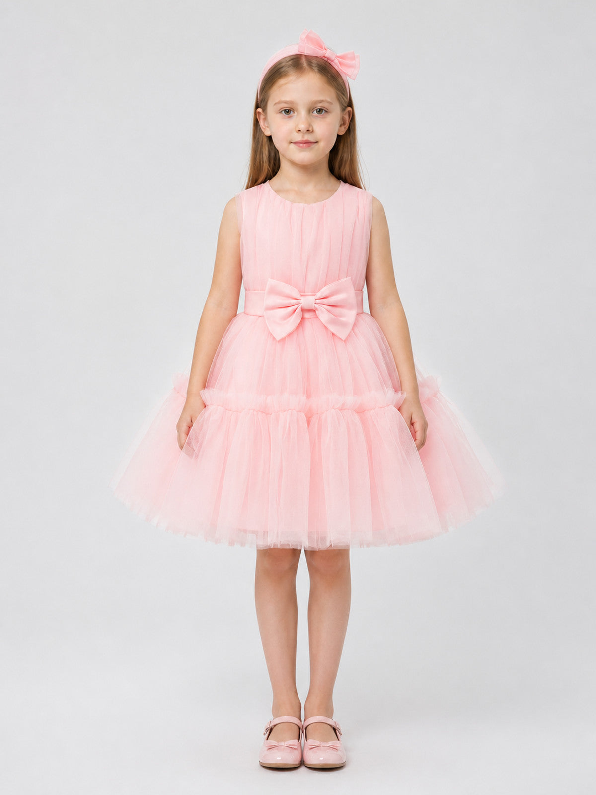 Holiday Tulle Tutu Dress with Bow on-model view
