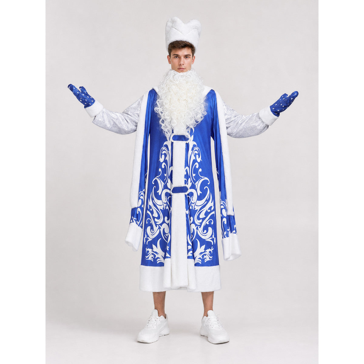 New Year's Santa Claus Costume with Beard and Sack
