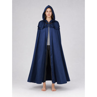 Viking Hooded Cape Cloak, Dark Blue