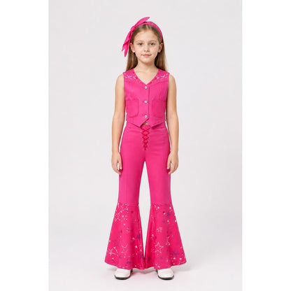 Kids' Costume with Vest and Star-Patterned Flare-Leg Pants