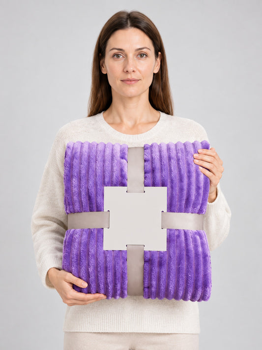 Purple Fleece Blanket with Textured Pattern