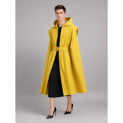 Yellow Carnival Cloak with Hood and Belt