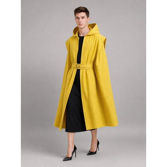 Yellow Carnival Cloak with Hood and Belt
