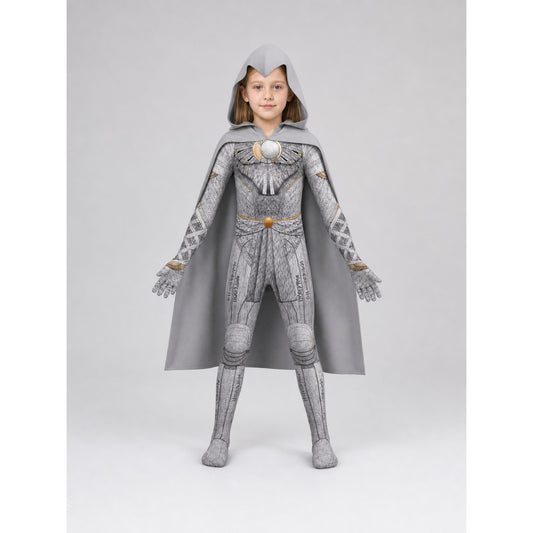 Superhero Jumpsuit Costume with Hood and Cape
