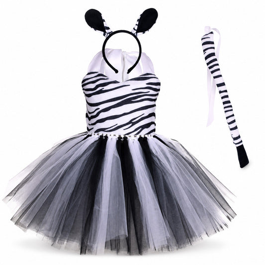 Tiger Costume for Baby Kids Forest Birthday Party Tutu Dress Outfit Toddler Girls Carnival Halloween Animal Giraffe Dress Up - Color:6