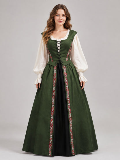 Medieval-Style Dress Set with Lacing on-model view