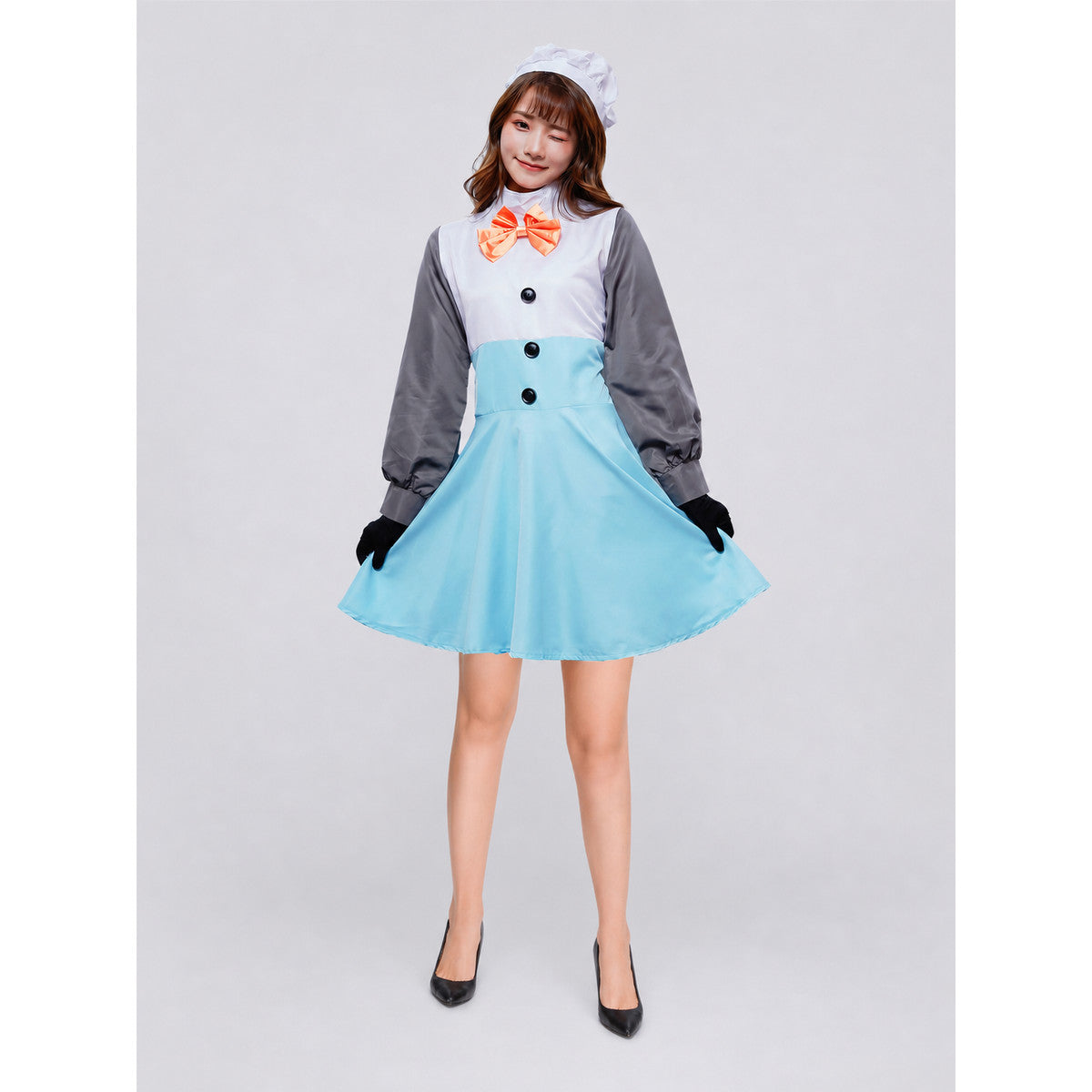 Snowman Cosplay Dress with Collar and Bow