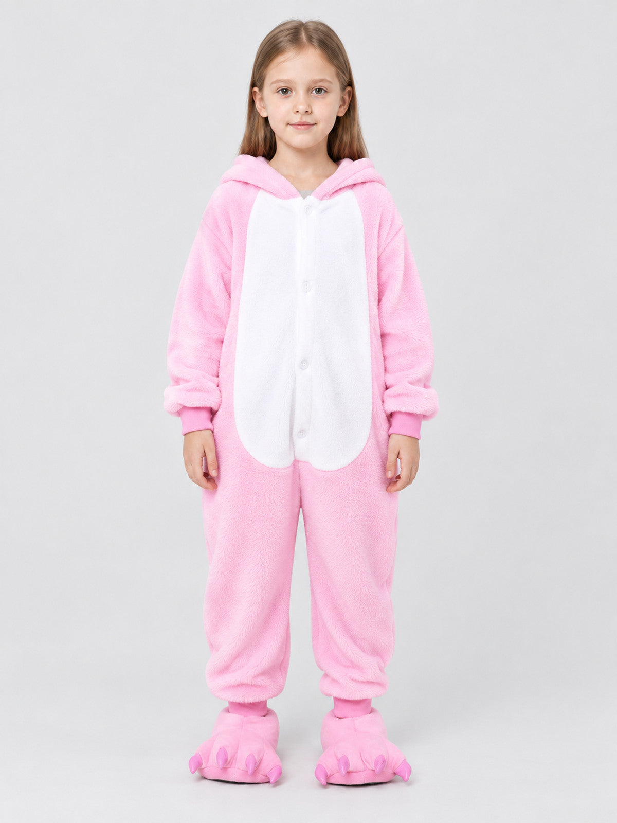 Kids' Hooded Pajama Jumpsuit with Puff Sleeves