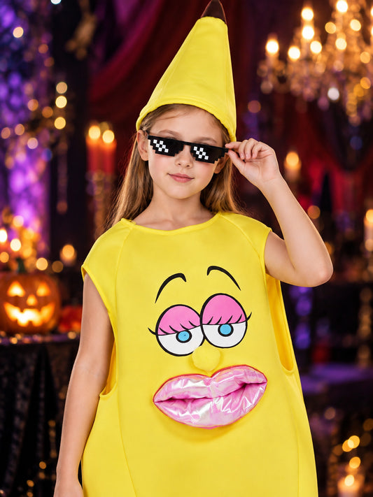 Yellow Banana Costume with Hat and Glasses