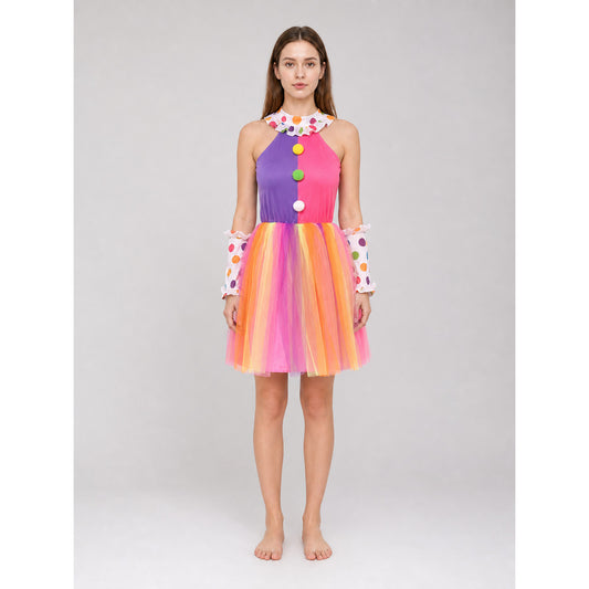Clown Costume: Dress with a Full Skirt and Cuffs