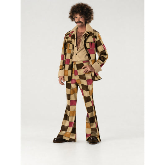 70s Retro Disco Patchwork Costume, Jacket and Pants