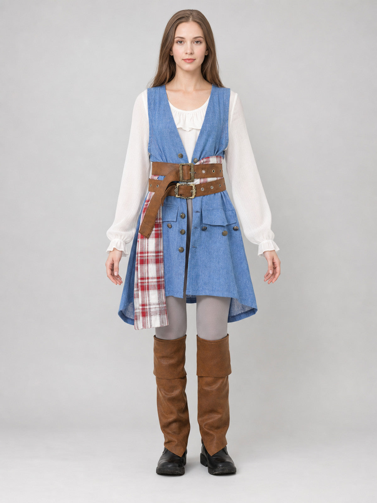 Pirate Carnival Costume with Belts and Pockets front view