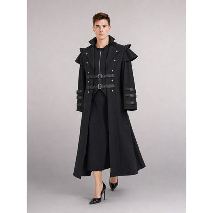 Long Black Gothic Carnival Cape front view