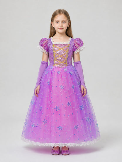 Purple Princess Carnival Dress with Sequins on-model view