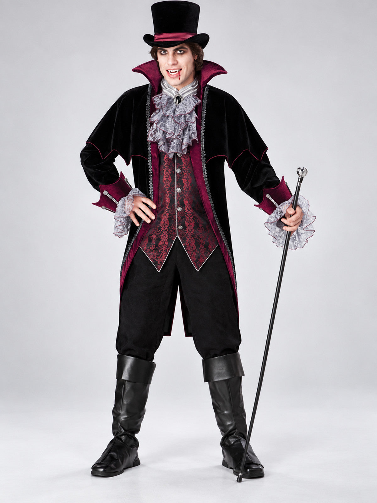 Vampire Carnival Costume with Jabot and Top Hat