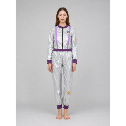 Silver Space Jumpsuit with Purple Accents