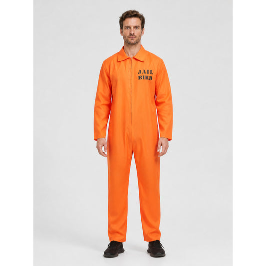 Orange Prisoner Jumpsuit with "Jail Bird" Lettering