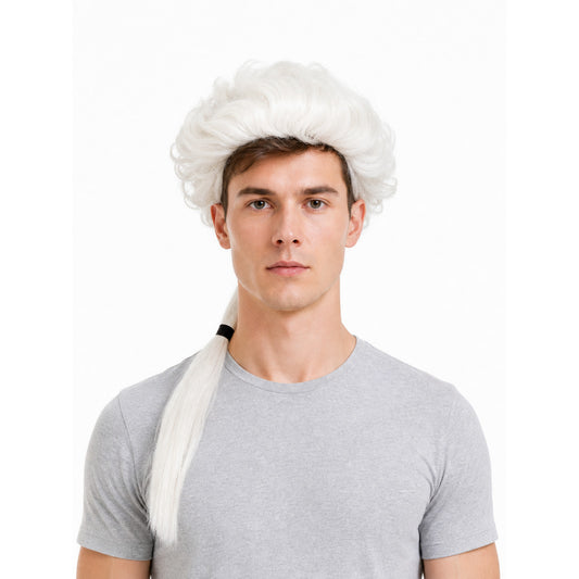 White Carnival Wig with a Long Braid
