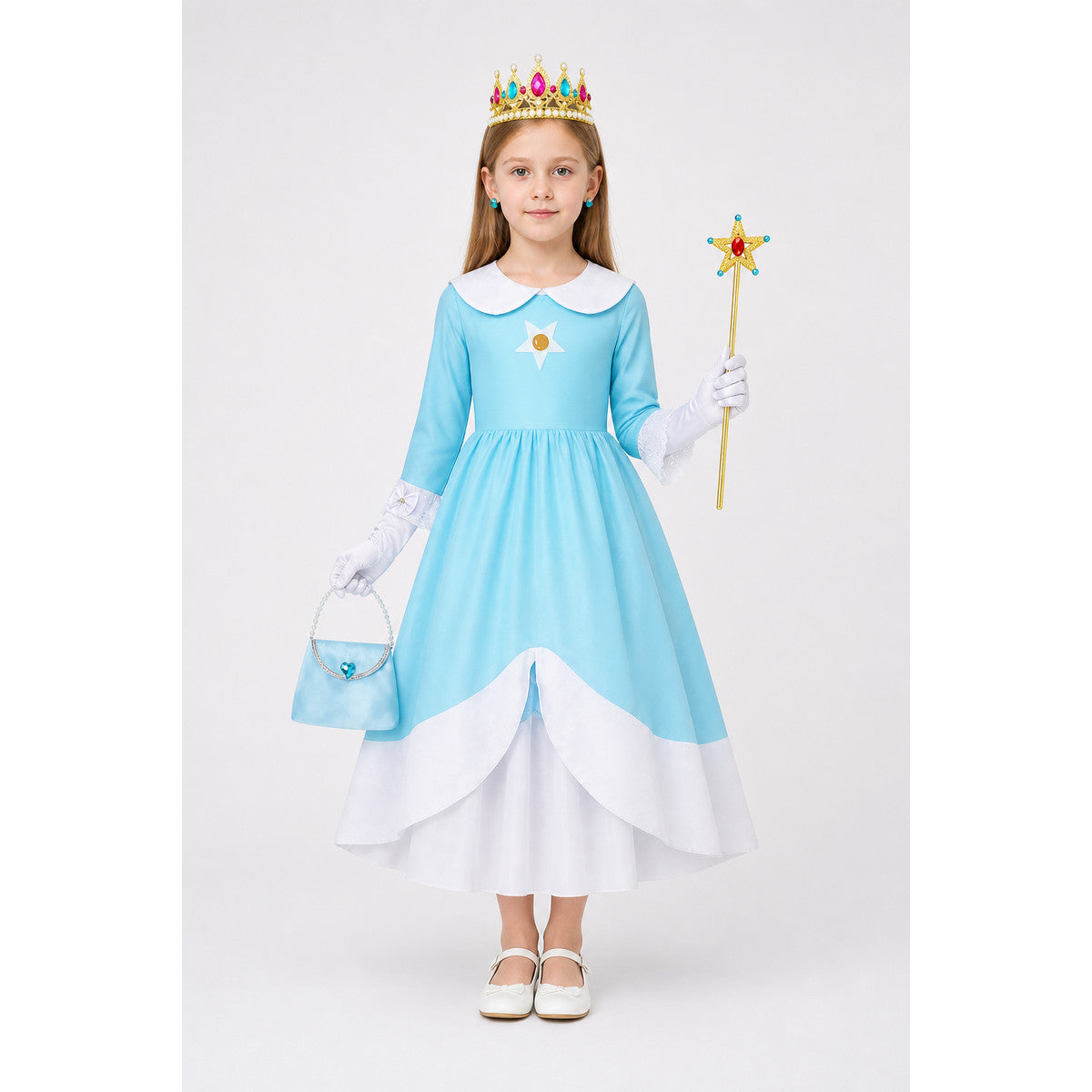 Blue Carnival Costume with Crown and Magic Wand main product view