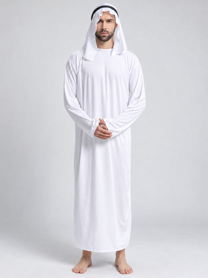 White Arabian-Style Costume with Headpiece on-model view