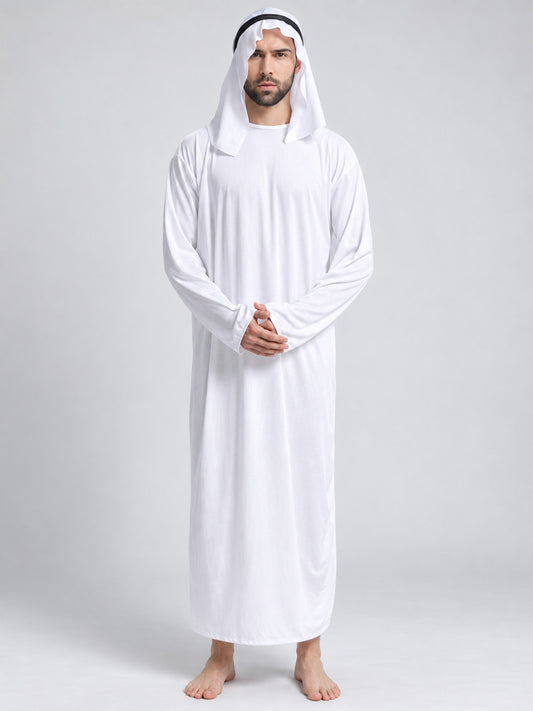 White Arabian-Style Costume with Headpiece on-model view